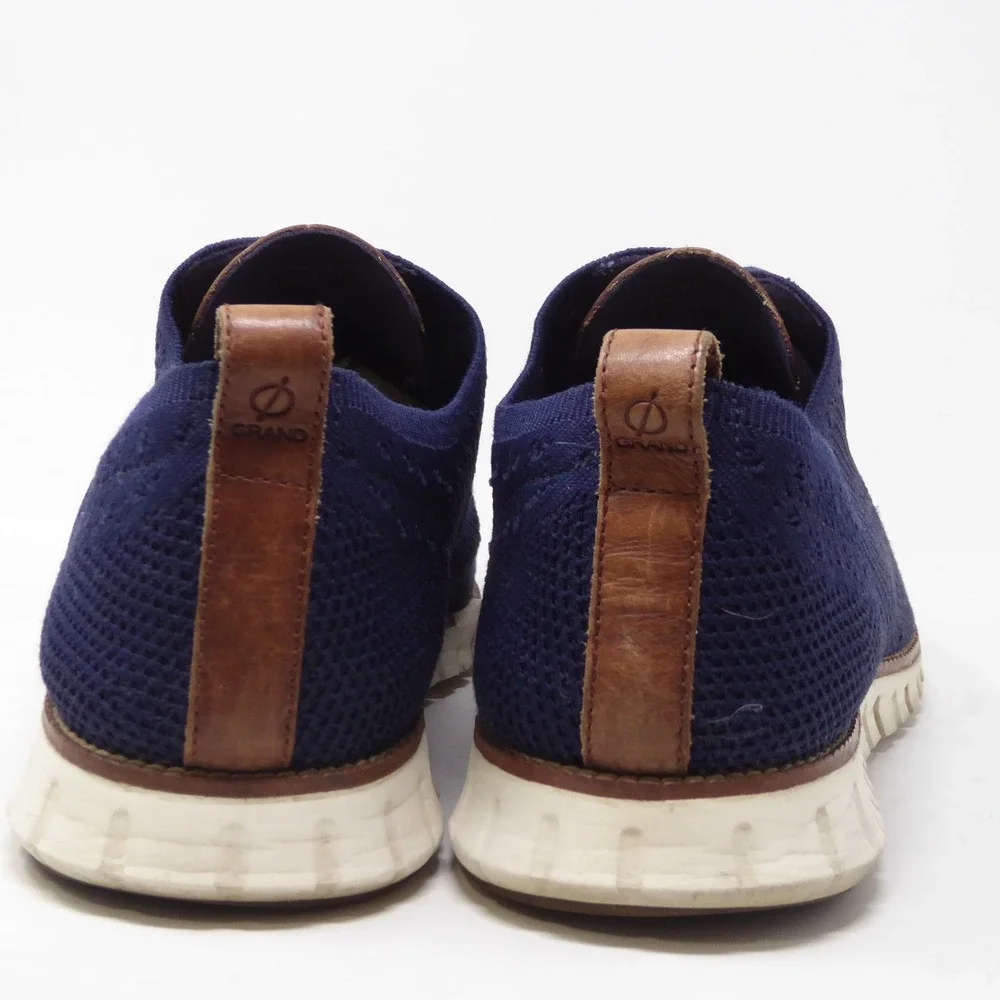 Cole Haan Mens Zerogrand Stitchlite Wingtip Oxford Shoes Navy Blue Knit Size 15